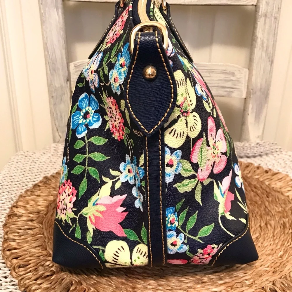 Dooney & Bourke Cottage Garden Ruby Satchel Midnight Blue